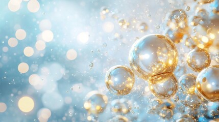 Fototapeta premium Creating iridescent collagen bubbles digital art rendering in studio environment focused on pearlescent standards and glowing effects