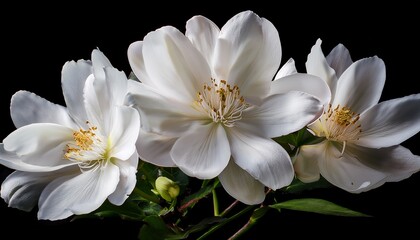 Obraz premium beautiful white flowers isolated on a black background