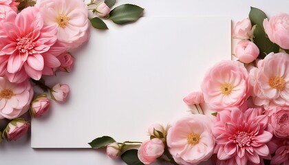 sfondo di fiori rosa spazio vuoto sfondo bianco invito