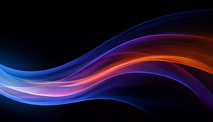 Vibrant abstract light waves in blue, purple, and orange on a dark background. A futuristic digital art concept representing energy, motion, technology, and creativity with dynamic glowing curves.