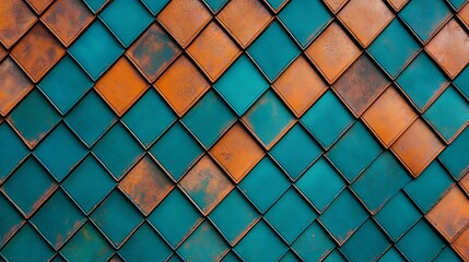Teal and Rust Diamond Pattern Texture Background