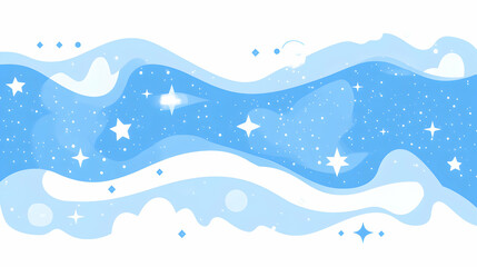 Dreamy blue abstract background with wavy shapes, stars, and sparkles. Perfect for websites, presentations, and social media.