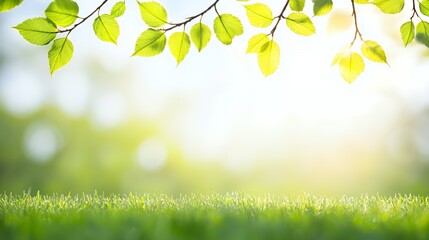 Bright Sunlight Through Green Leaves and Grass