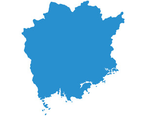 岡山県　地図　ブルー　イラスト