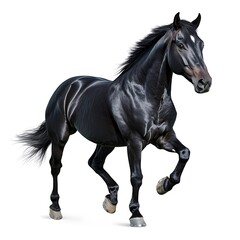Obraz premium Majestic Black Horse Galloping Isolated on White