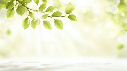 Naklejka premium Bright Sunlight Through Green Leaves Spring Nature Background