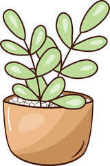 Cute doodle plant on the pot hand drawn
