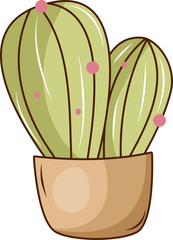 Cute doodle plant on the pot hand drawn