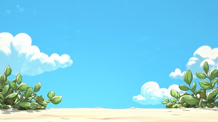 Obraz premium Bright Sunny Day at Tropical Beach with Green Plants