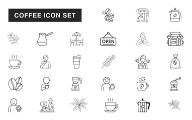 Minimalist designed coffee shop icons set, editable and made with high quality drawing art.