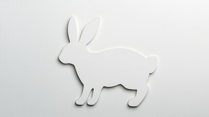 Fototapeta premium White rabbit silhouette on textured background. Minimalist design, simple, clean, and elegant aesthetic. Perfect for Easter, spring, or nature