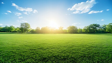 Obraz premium Bright Sunny Day in Lush Green Grass Field