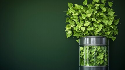 Green Plants in Barrel  Biofuel  Eco Friendly Energy  Sustainable Concept