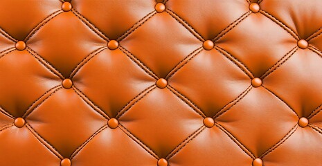 Orange Leather Upholstery Texture  Diamond Pattern  Button Tufting