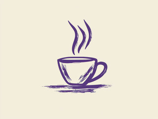 minimalist purple coffee cup illustration with steam rising
