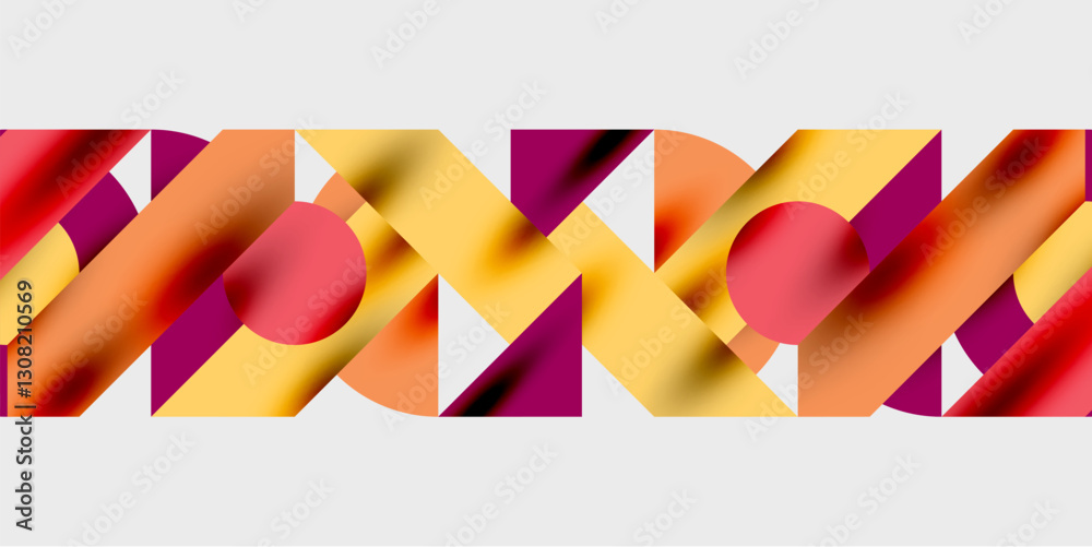 Poster modern abstract background featuring circles, lines, and triangles in a dynamic geometric compositio