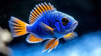 Fototapeta premium Vibrant Blue Tang Fish Ocean Life Aquatic Animal Underwater Scene Marine Wildlife Tro