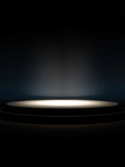 Illuminated Circular Platform in Dark Setting - Minimalist Product Display