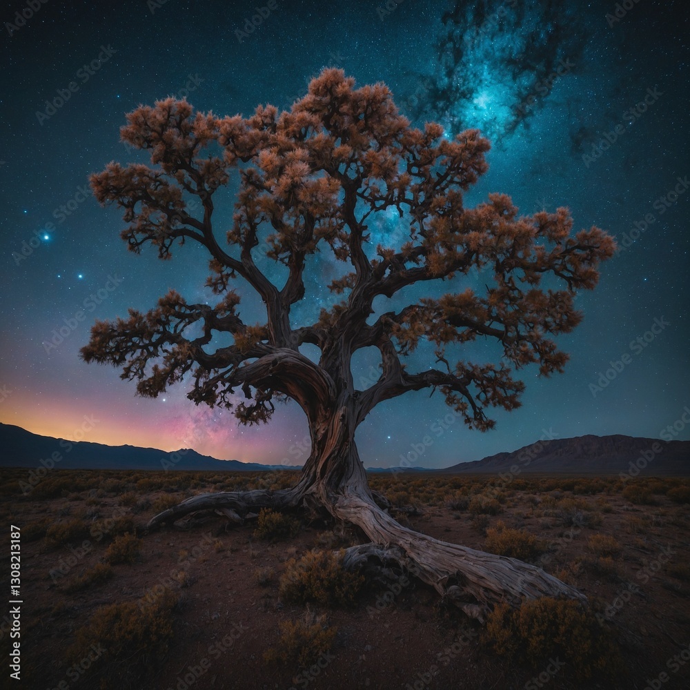 Wall mural a levitating tree with cosmic fur resembling nebula patterns.
