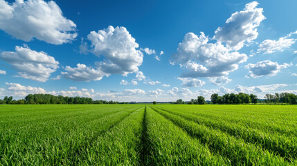 Expansive field of lush green grass representing sustainable land use policies for a healthier ecosystem