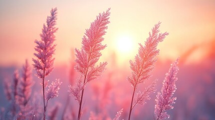 Fototapeta premium Frozen Grass at Sunrise
