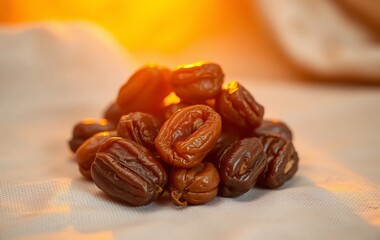 Obraz premium Close-up of a pile of delicious dried dates.