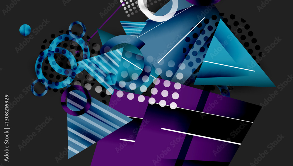 Poster creative triangles and circles composition