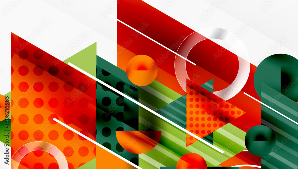 Poster Sleek abstract background - layered triangles with vibrant gradient tones. Semi-transparent shapes add depth and contemporary aesthetic