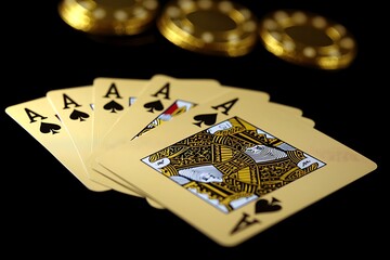 Golden Aces on Blackfelt Casino Table