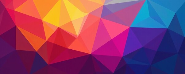Fototapeta premium Abstract composition of colorful triangles resembling a mosaic, abstract, triangles, colorful