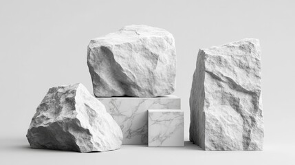 Elegant white marble block showcasing smooth texture and natural veins in a minimalist setting ideal for design