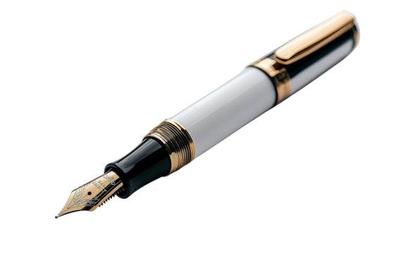 Exclusive fountain pen isolated on transparent background, PNG file, limited availability