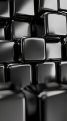 Abstract Dark Gray and Black Glossy Cubes 3D Texture Background