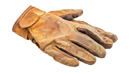 Heavy-duty industrial gloves isolated on transparent background, PNG file, rugged texture