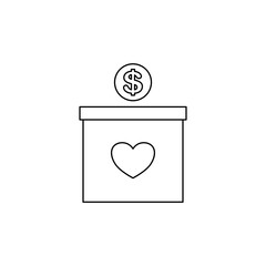 Donation Box Icon. Donation Box Vector Icon in line style design. Donation Box Symbol. Vector illustration.