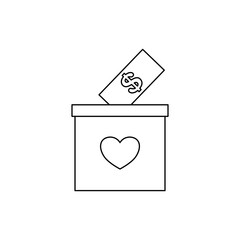 Donation Box Icon. Donation Box Vector Icon in line style design. Donation Box Symbol. Vector illustration.
