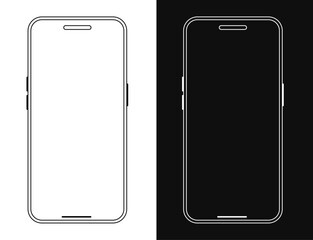 Mobile phone mockup vector illustration. Smartphone outline. Phone mockup wireframe template