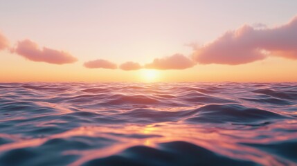 Obraz premium Serene ocean sunset with soft clouds.