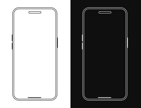 Mobile phone mockup vector illustration. Smartphone outline. Phone mockup wireframe template
