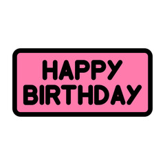 Happy Birthday Sticker Vector Filled Icon Design