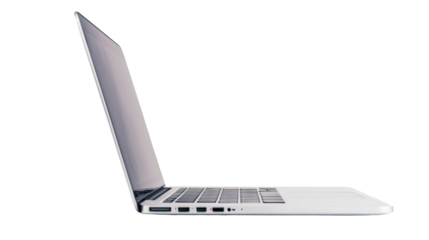 Modern laptop isolated on transparent background, PNG file, sleek and minimal