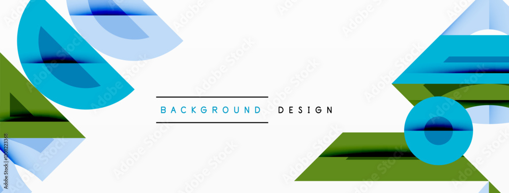 Aufkleber Abstract geometric background with shapes, featuring circular and rounded elements. Bold contrast, smooth gradients, dynamic composition, futuristic style