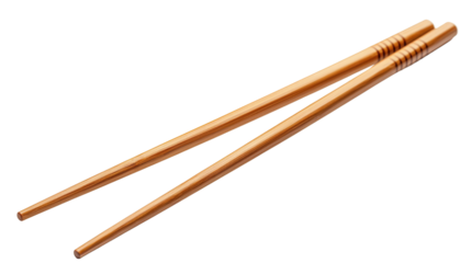 Pair of chopsticks isolated on transparent background, PNG file, sharp and detailed