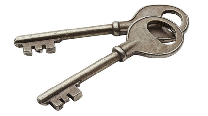 Pair of keys isolated on transparent background, PNG file, sharp and detailed