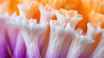 Fototapeta premium Macro Bloom: An intimate macro shot of a vibrant flower's intricate petals, showcasing a kaleidoscope of colors and delicate textures, evoking the freshness and beauty of spring.