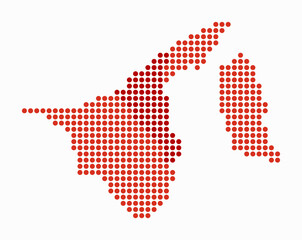Fototapeta premium Brunei dotted map. Digital style map of the country on white background. Brunei shape with circle dots. Colored dots style. Large size circles. Vibrant vector illustration.