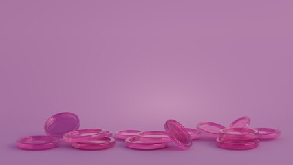 Crystal coil on pink background. Vector illustration.3d rendering. 3D illustration.