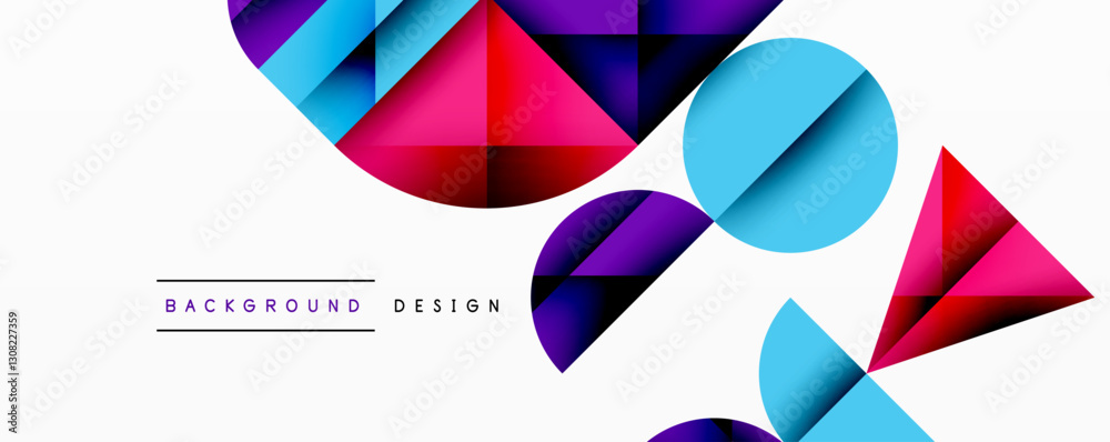 Aufkleber Abstract geometric background with layered gradient shapes forming dynamic patterns. Overlapping semi circles and triangles create depth and contrast