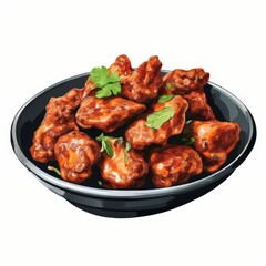 an AI Image Generator, Delicious Spicy Chicken Wings Garnished