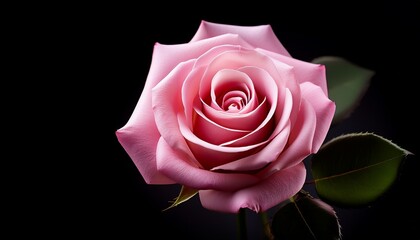 Fototapeta premium beautiful pink rose isolated on a black background